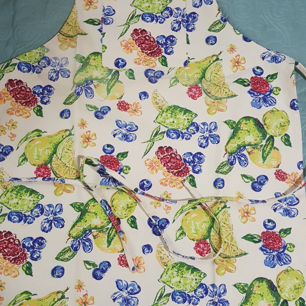 HTF April Cornell Summer Fruit Salad Chefs Apron NWOT
